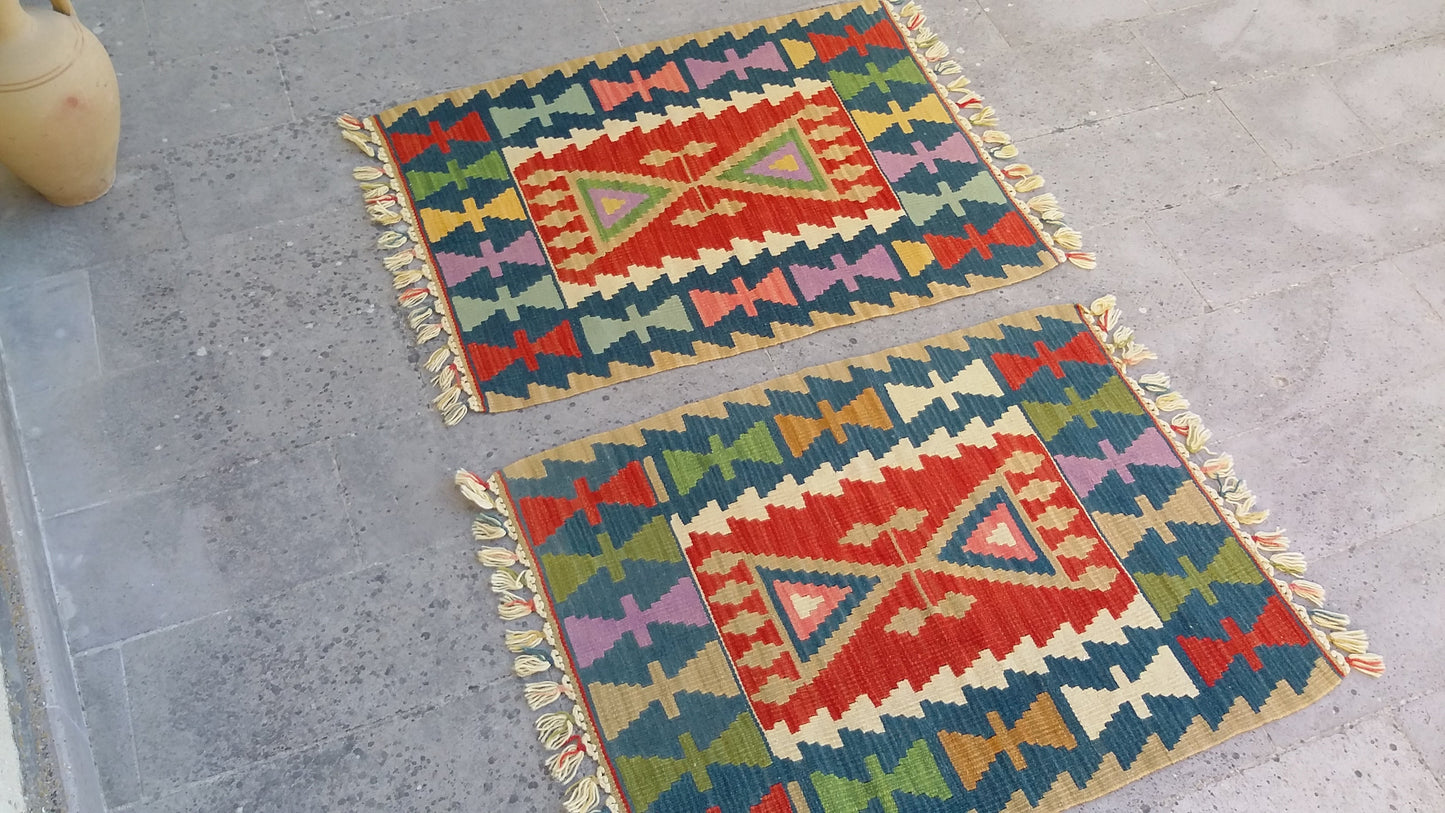 Pair of Twin Turkish Kilim Rugs - Kilim Art Gallery