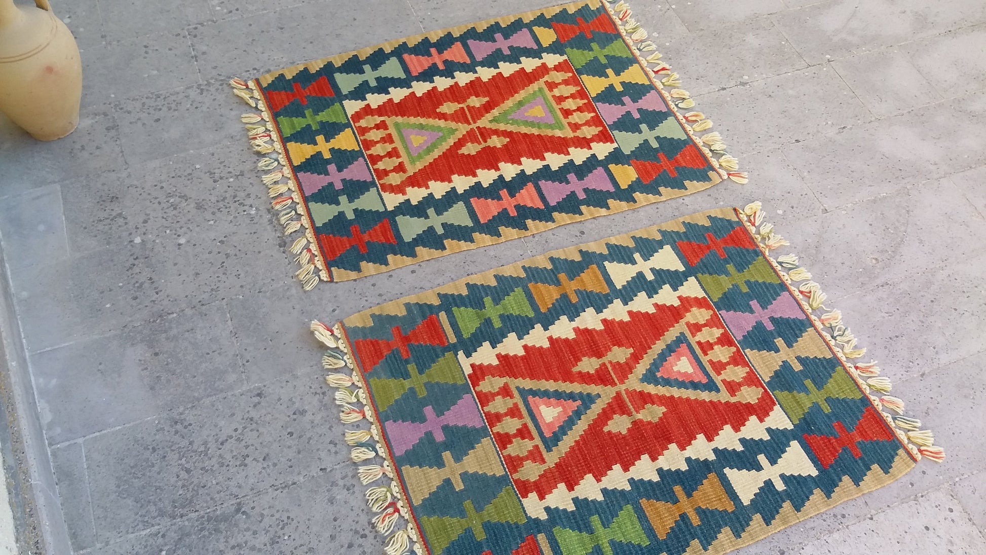 Pair of Twin Turkish Kilim Rugs - Kilim Art Gallery