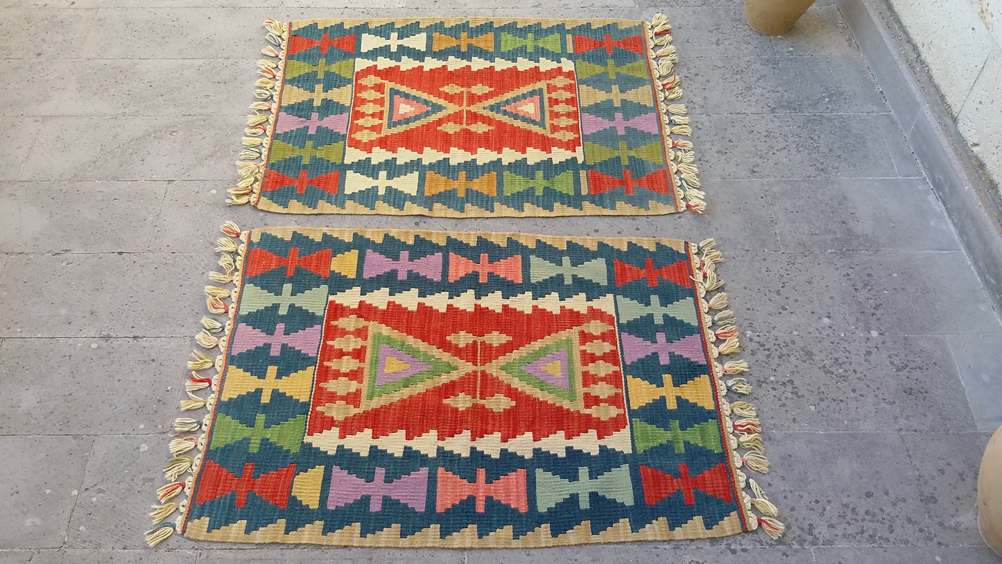 Pair of Twin Turkish Kilim Rugs - Kilim Art Gallery