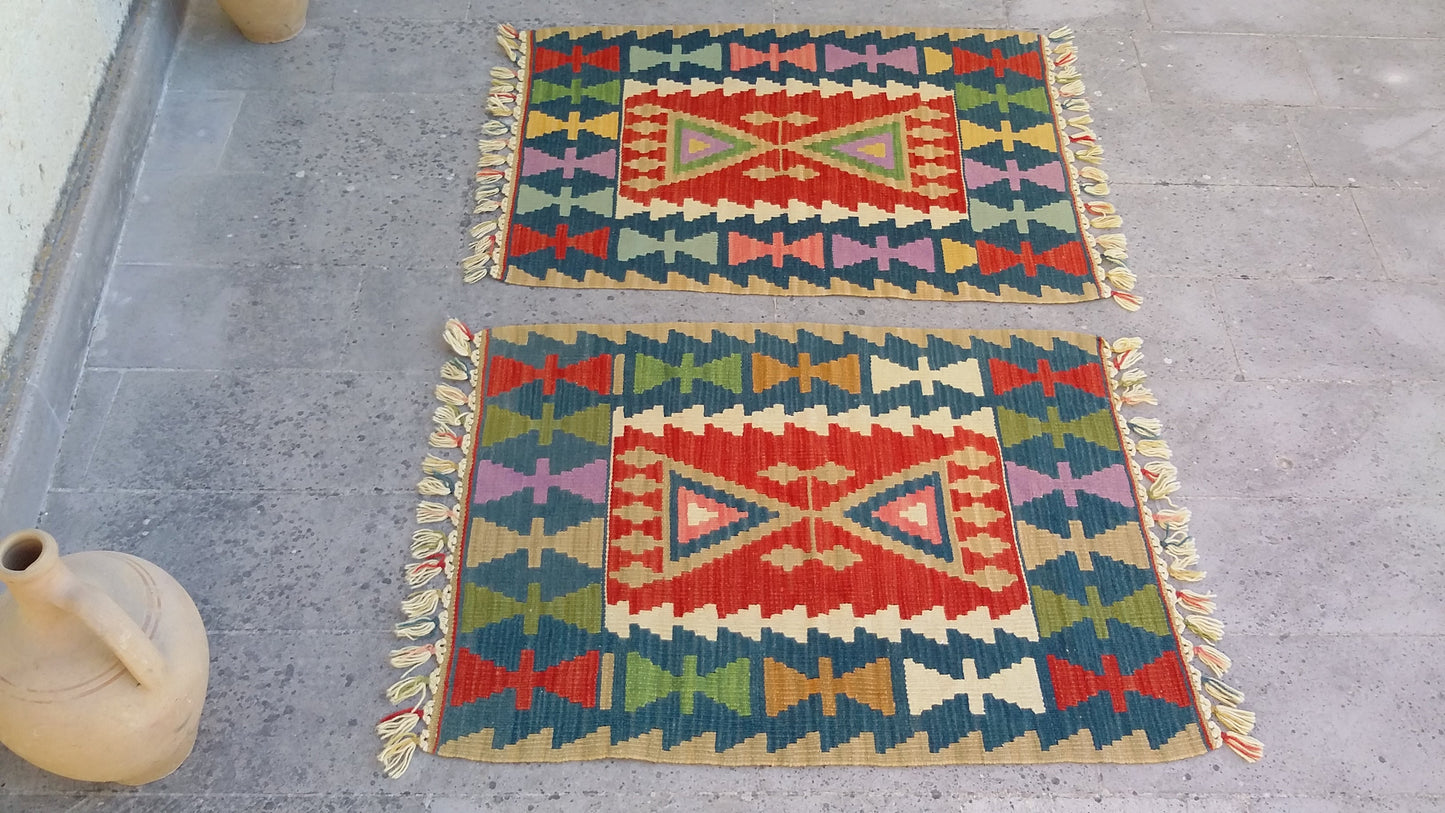 Pair of Twin Turkish Kilim Rugs - Kilim Art Gallery