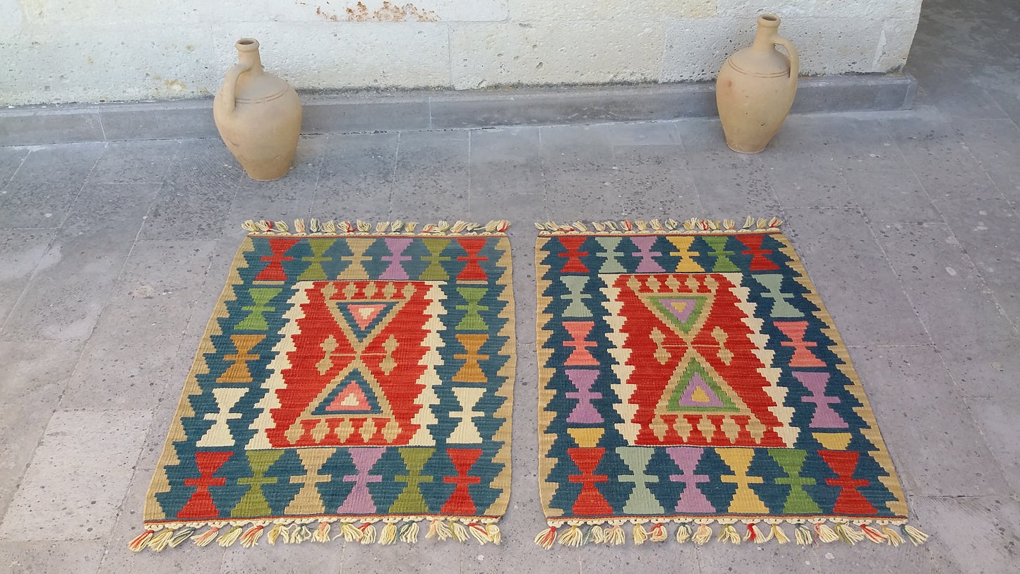 Pair of Twin Turkish Kilim Rugs - Kilim Art Gallery