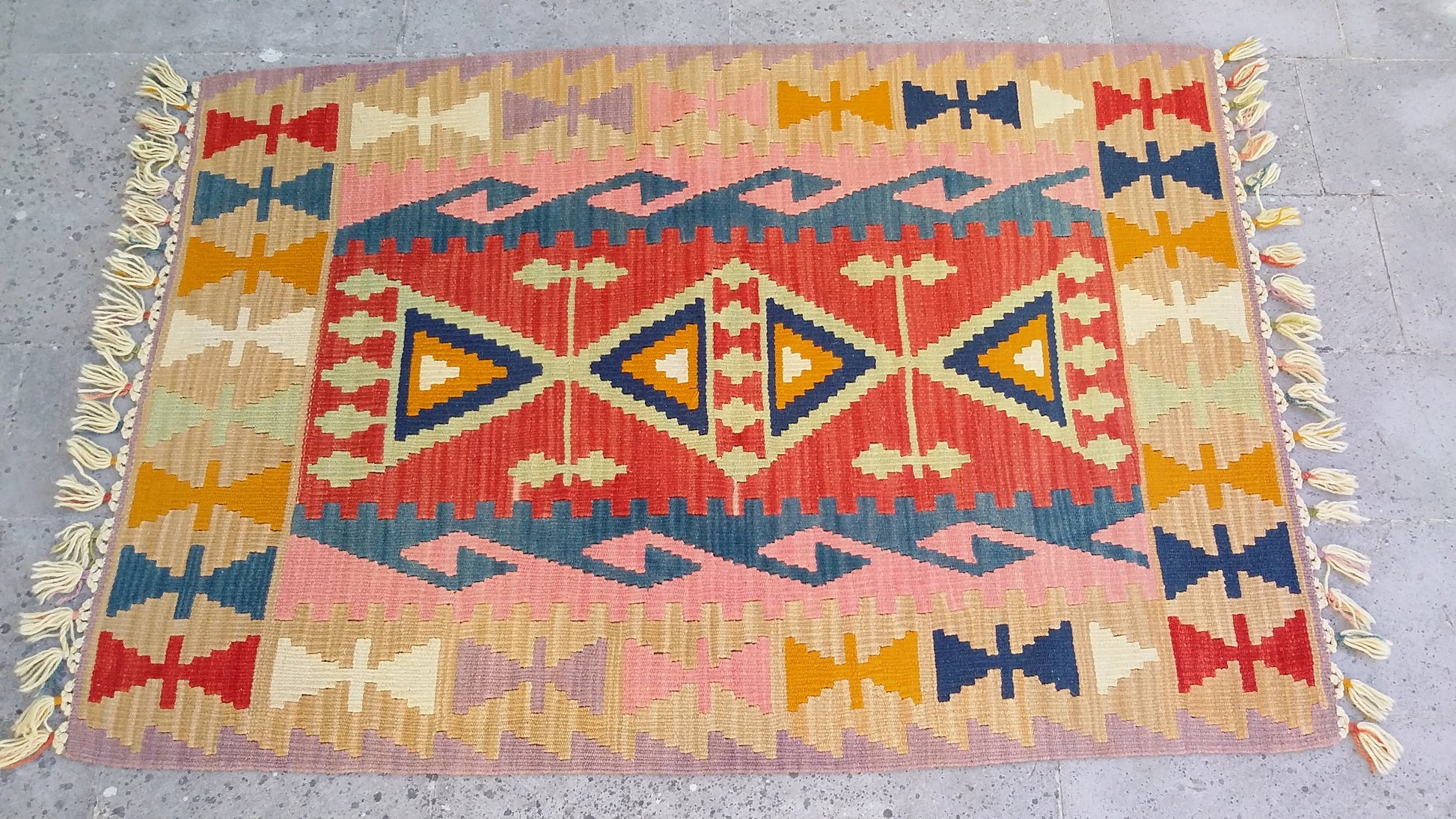 Pastel Color Pink Kilim Rug - Kilim Art Gallery