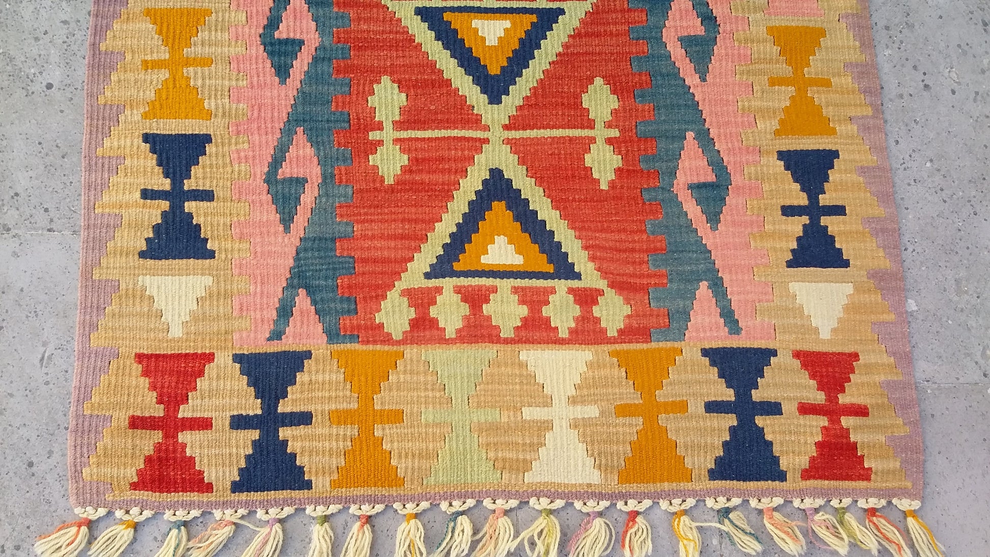 Pastel Color Pink Kilim Rug - Kilim Art Gallery