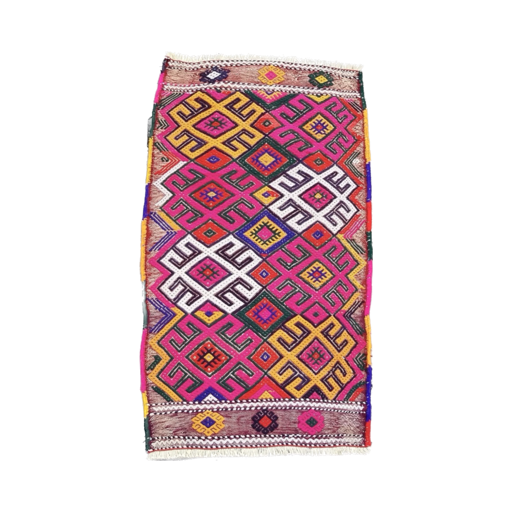 Pink Boho Small Turkish Nomadic Kilim Rug - Kilim Art Gallery