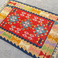 Red and Blue Turkish Kayseri Sariz Kilim Rug 3'x4' - Kilim Art Gallery