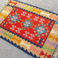 Red and Blue Turkish Kayseri Sariz Kilim Rug 3'x4' - Kilim Art Gallery