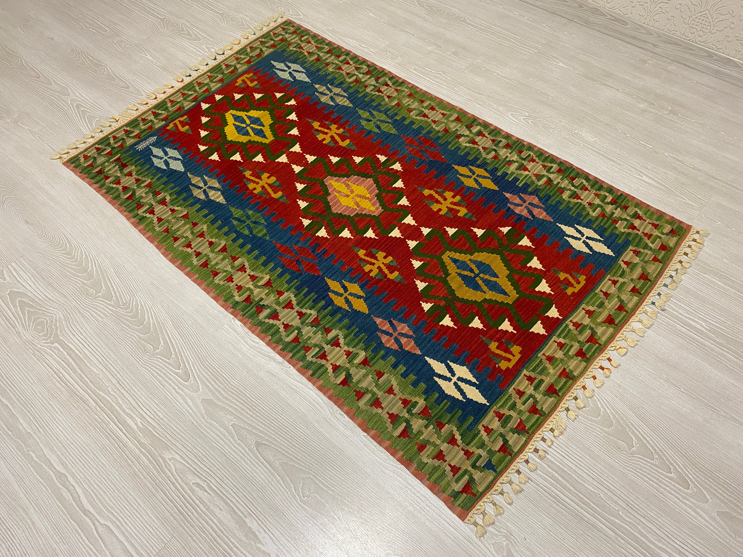 Red Blue Green Turkish Kilim Rug - Kilim Art Gallery