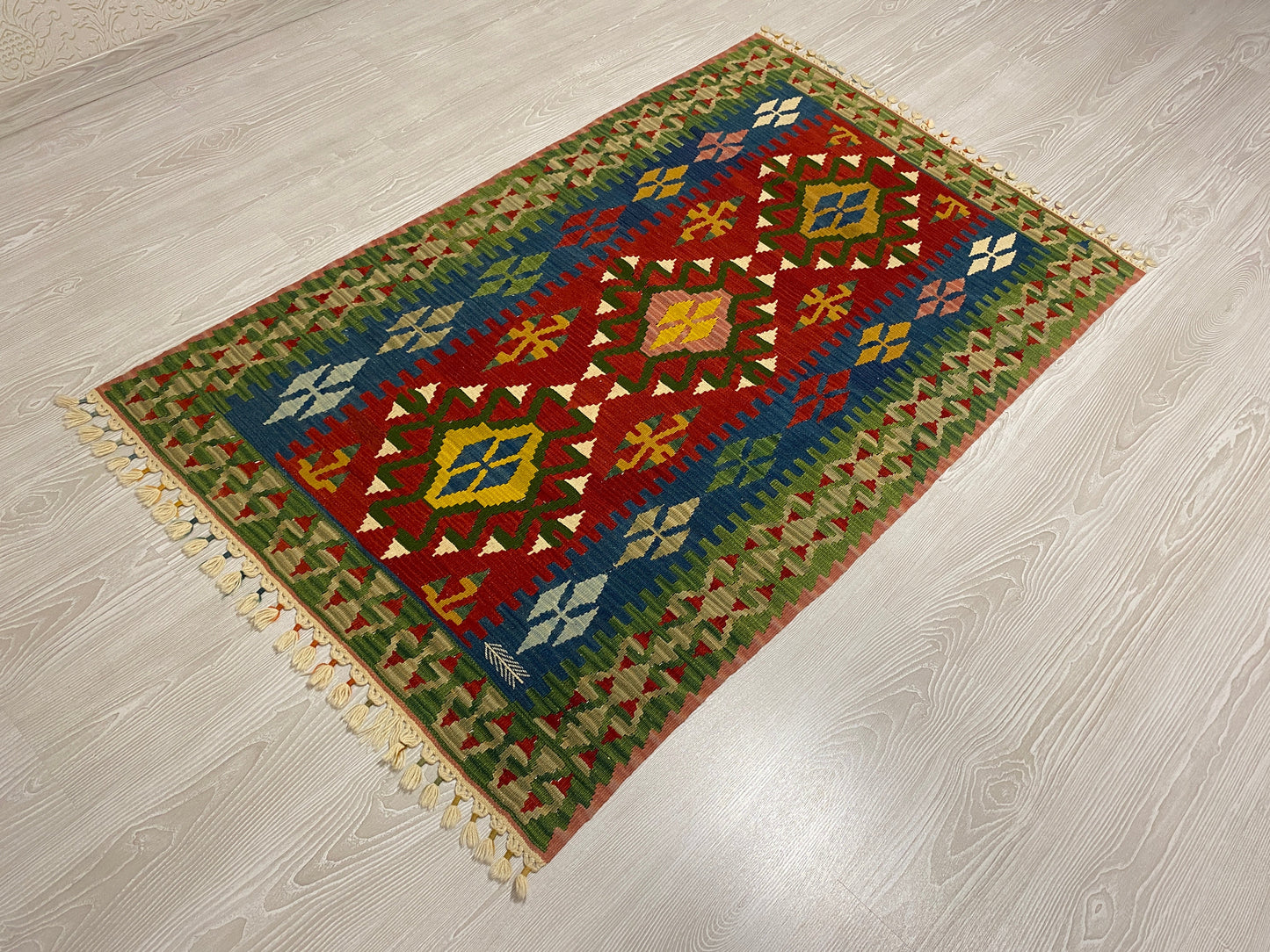 Red Blue Green Turkish Kilim Rug - Kilim Art Gallery