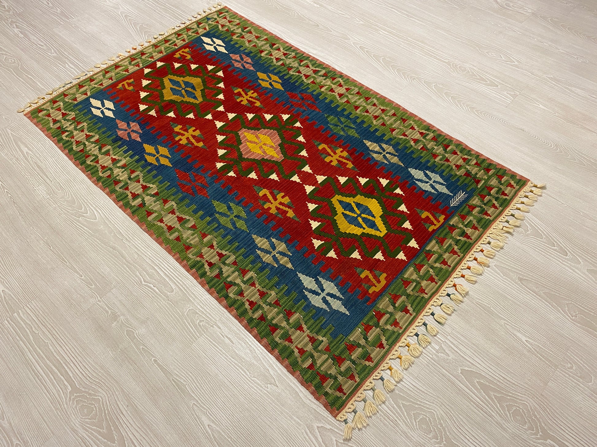 Red Blue Green Turkish Kilim Rug - Kilim Art Gallery