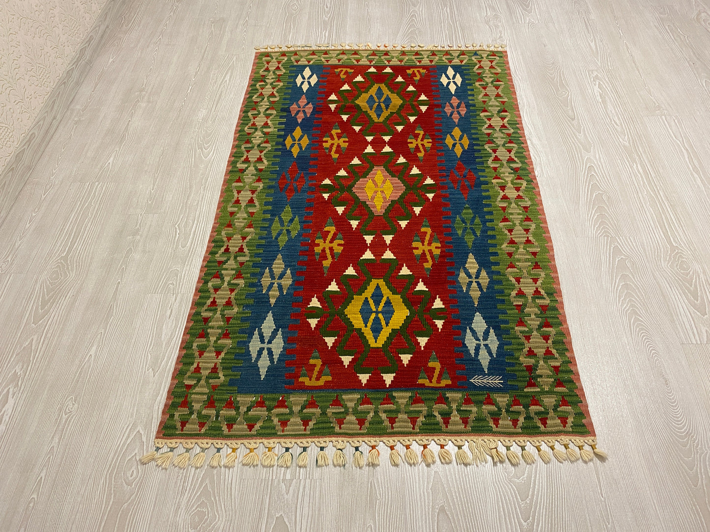 Red Blue Green Turkish Kilim Rug - Kilim Art Gallery