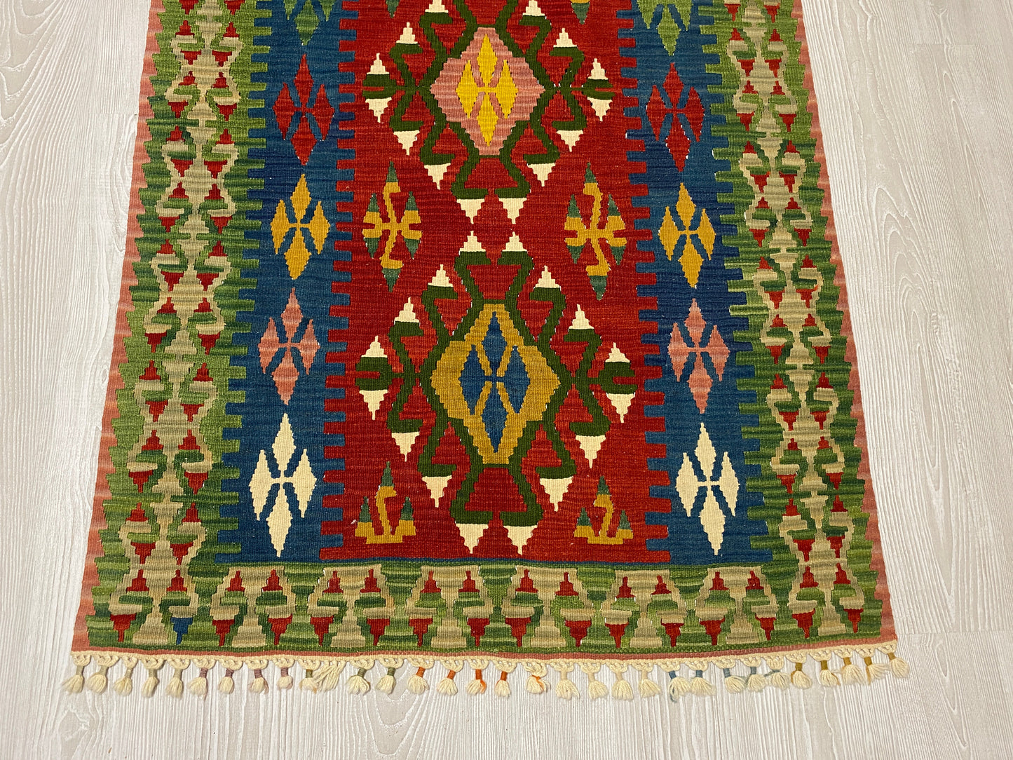 Red Blue Green Turkish Kilim Rug - Kilim Art Gallery