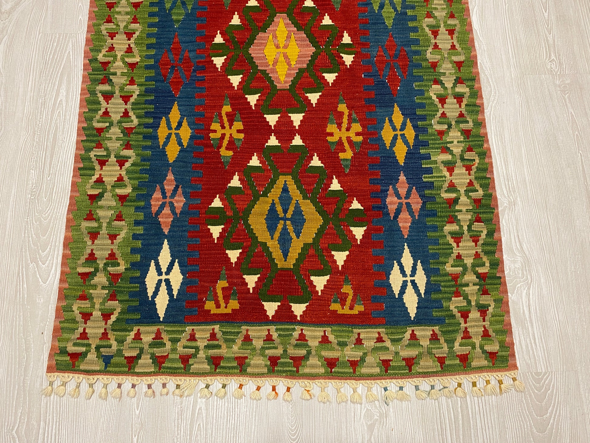 Red Blue Green Turkish Kilim Rug - Kilim Art Gallery