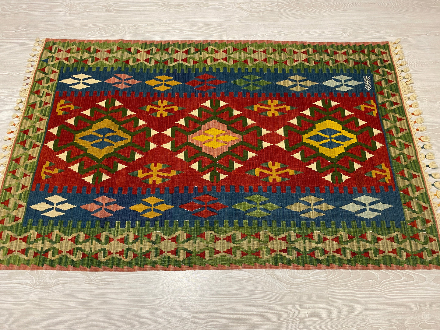 Red Blue Green Turkish Kilim Rug - Kilim Art Gallery