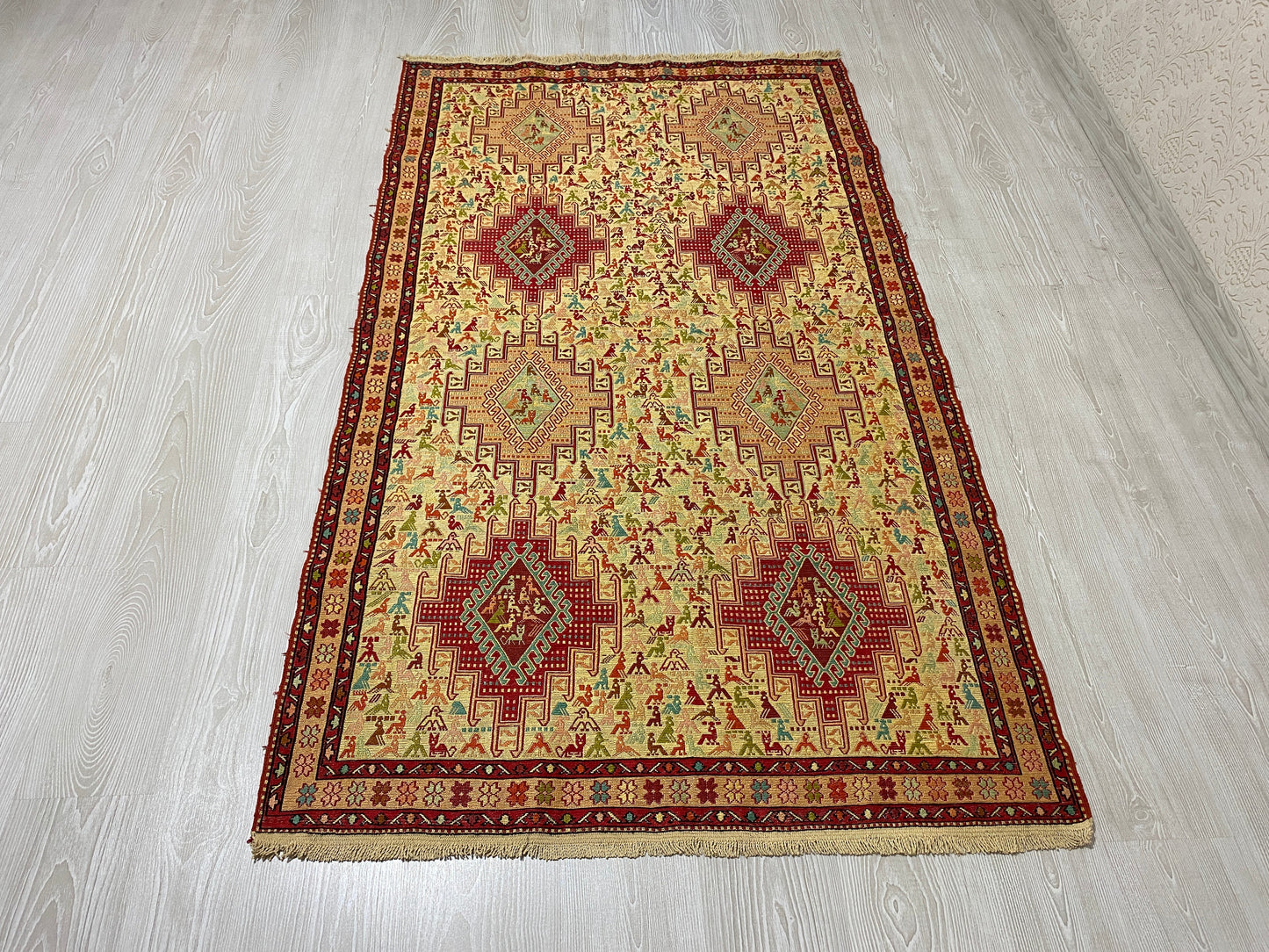 Small Animal Design Silk Rug Soumak - Kilim Art Gallery