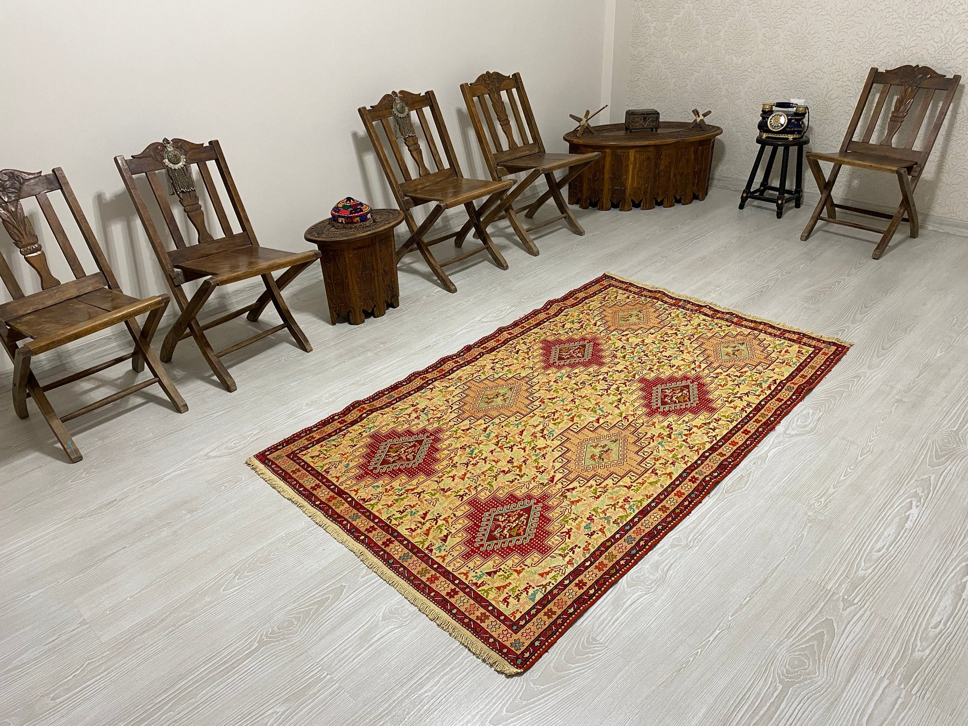 Small Animal Design Silk Rug Soumak - Kilim Art Gallery