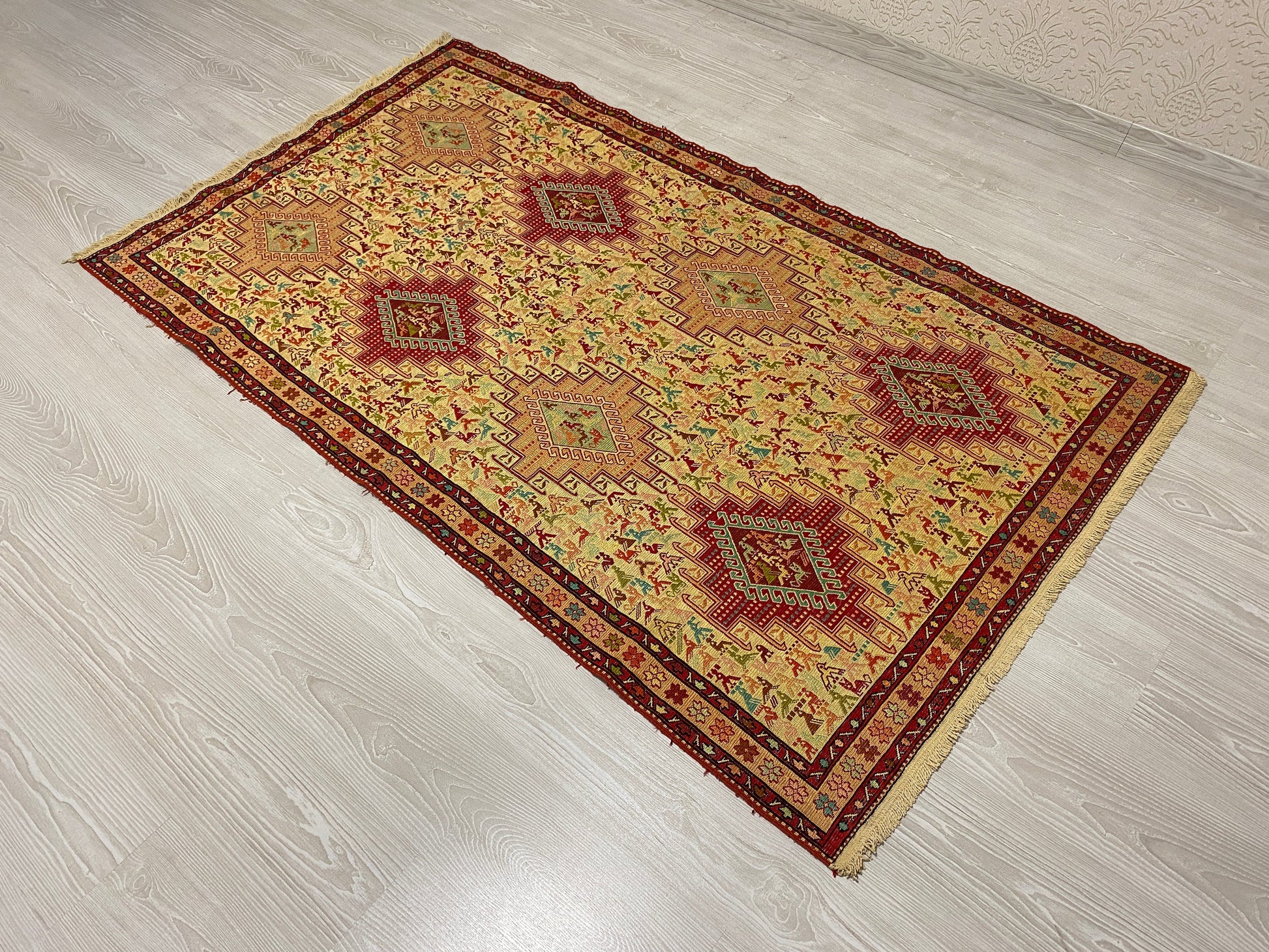 Small Animal Design Silk Rug Soumak - Kilim Art Gallery