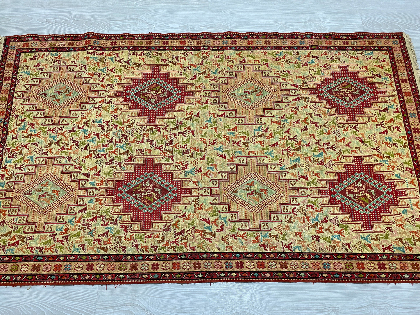 Small Animal Design Silk Rug Soumak - Kilim Art Gallery