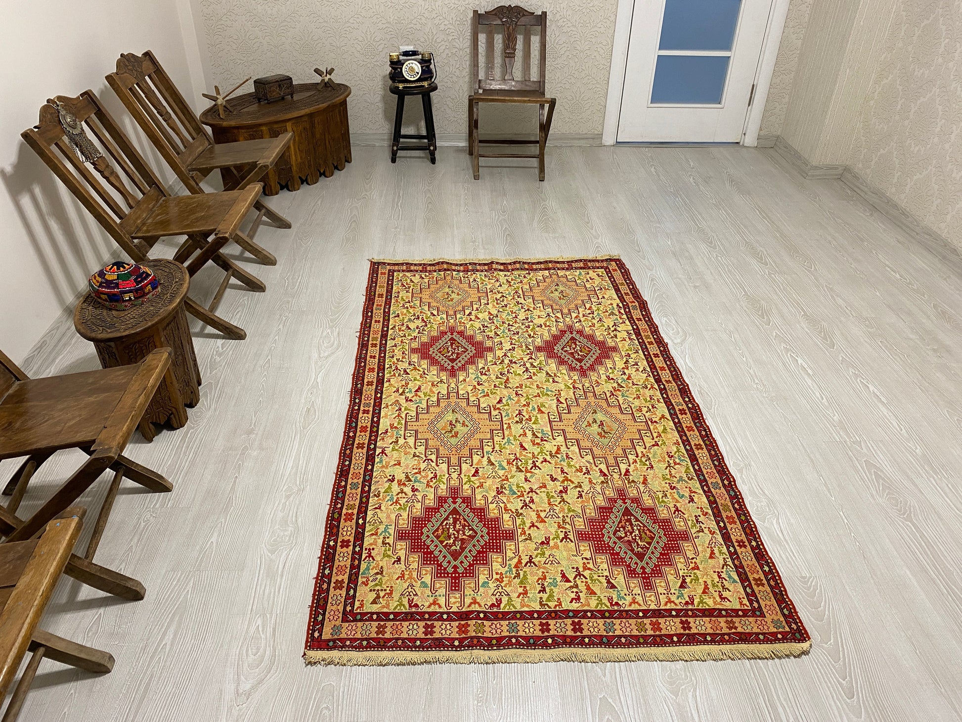 Small Animal Design Silk Rug Soumak - Kilim Art Gallery