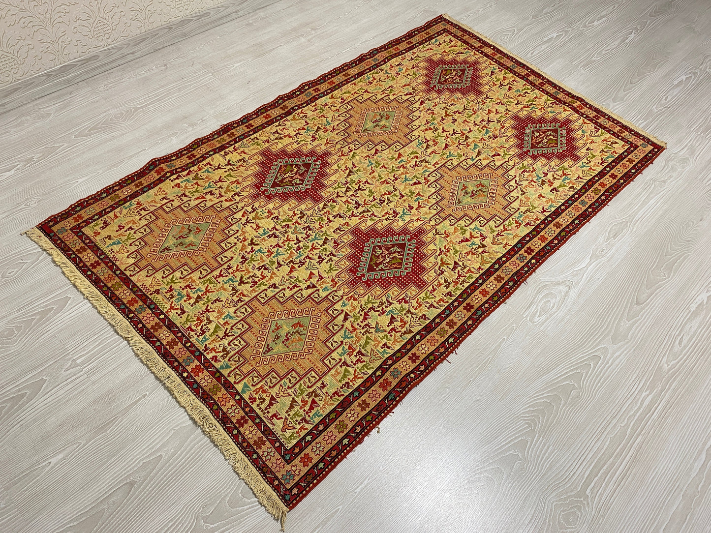 Small Animal Design Silk Rug Soumak - Kilim Art Gallery