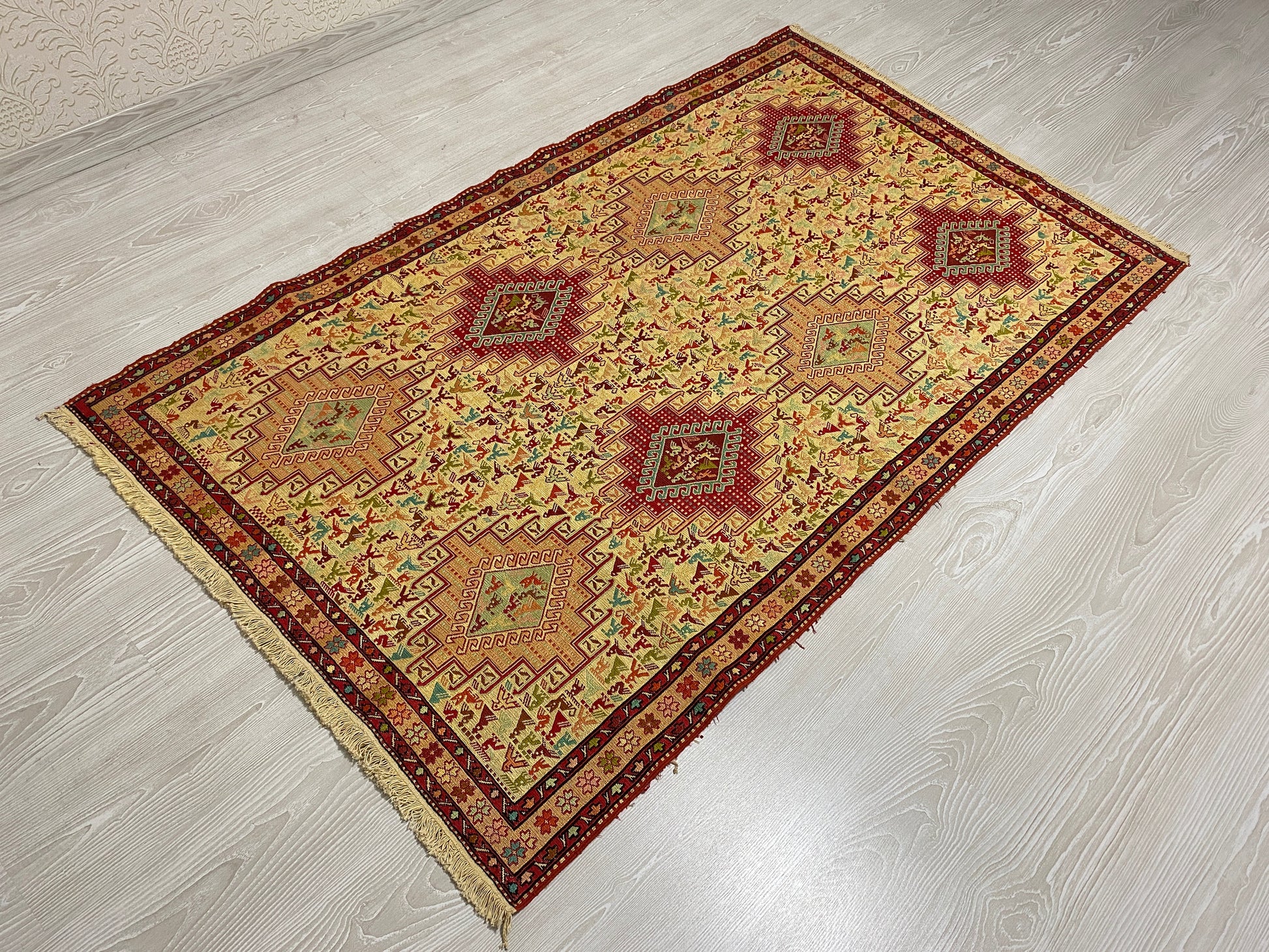 Small Animal Design Silk Rug Soumak - Kilim Art Gallery