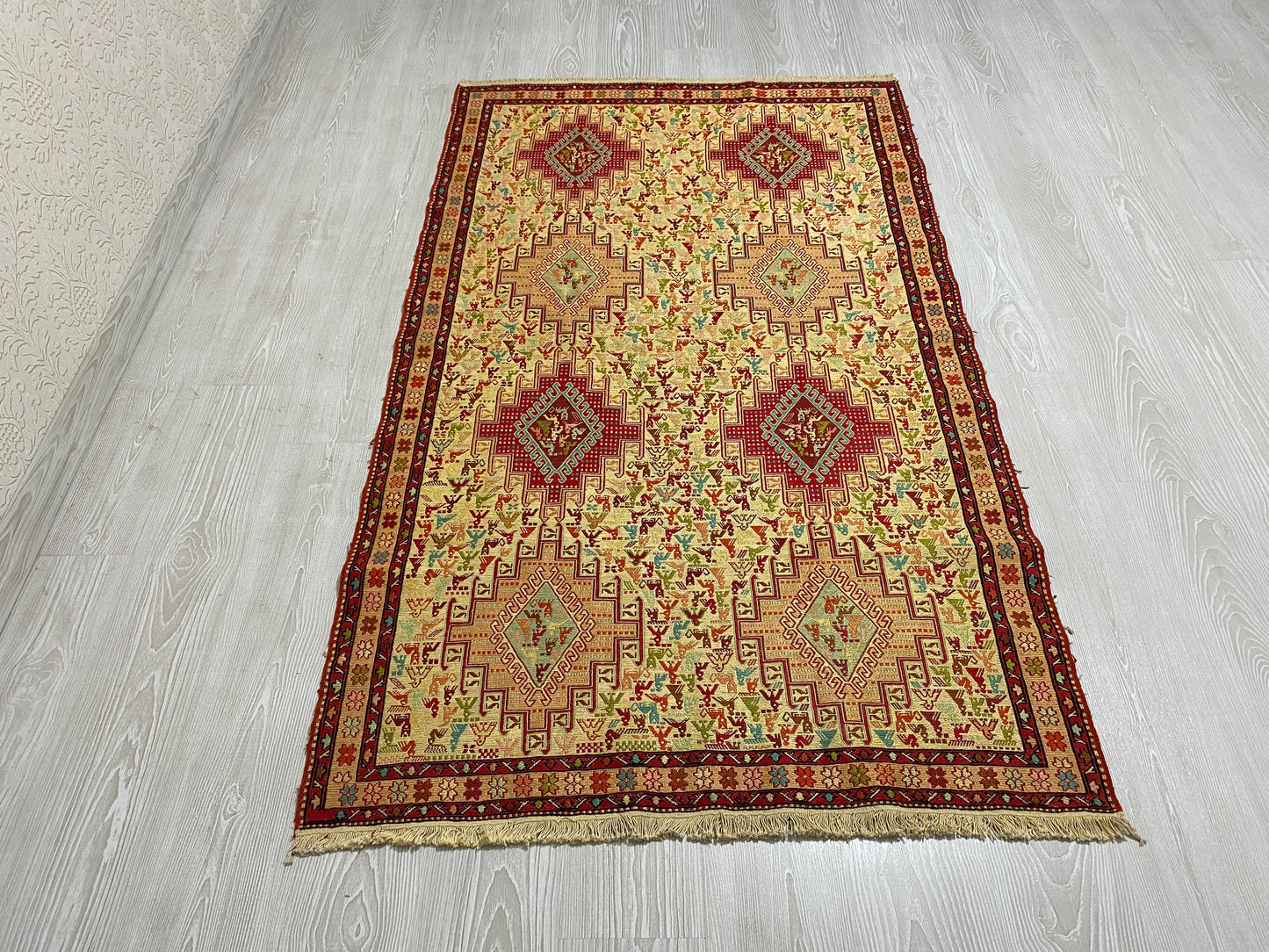 Small Animal Design Silk Rug Soumak - Kilim Art Gallery