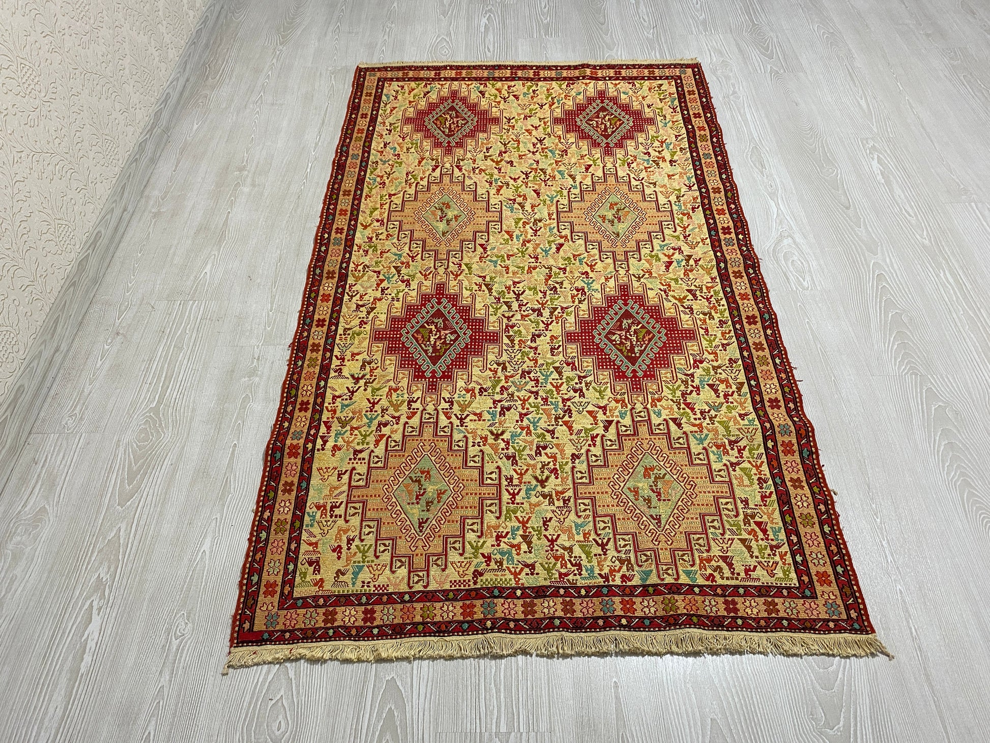 Small Animal Design Silk Rug Soumak - Kilim Art Gallery