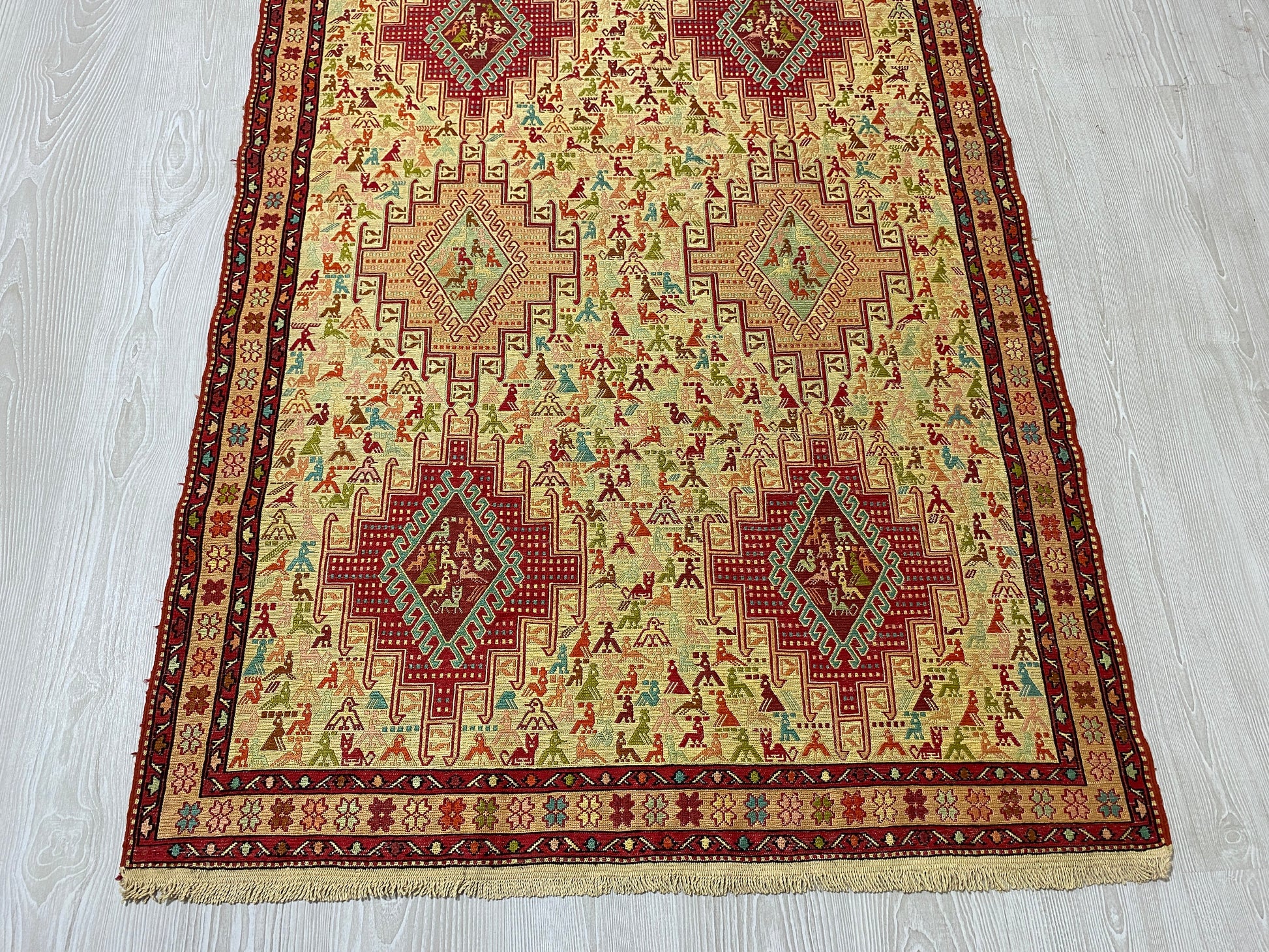Small Animal Design Silk Rug Soumak - Kilim Art Gallery
