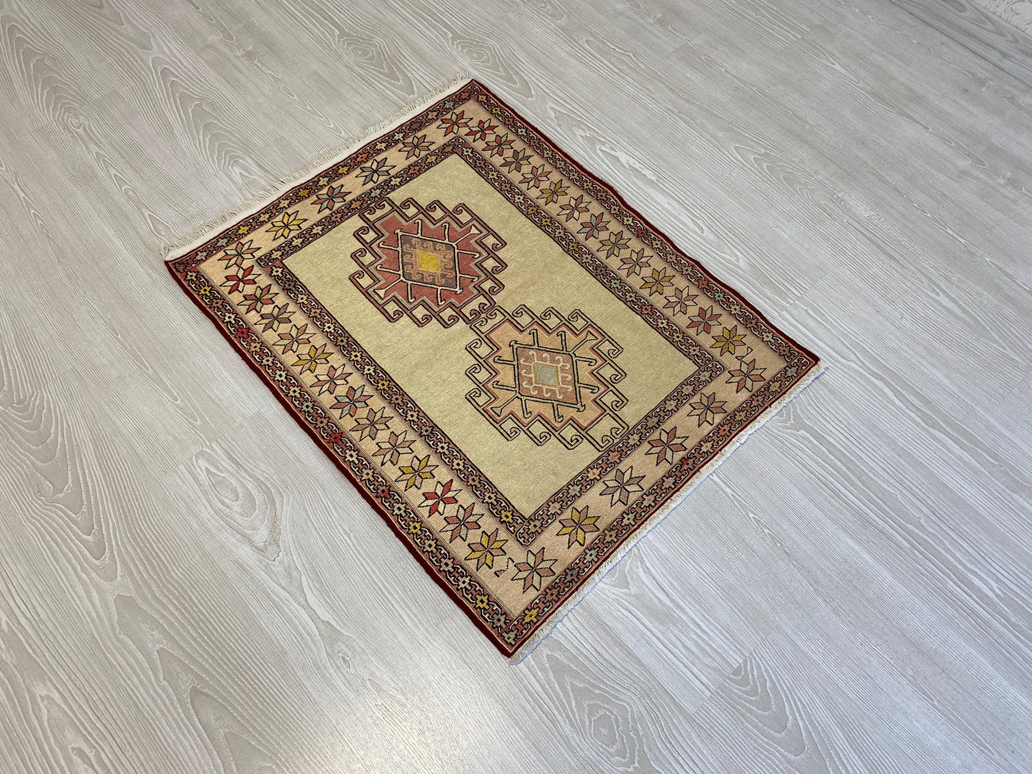 Small Hand Embroidered Silk Soumak Kilim Rug - Kilim Art Gallery