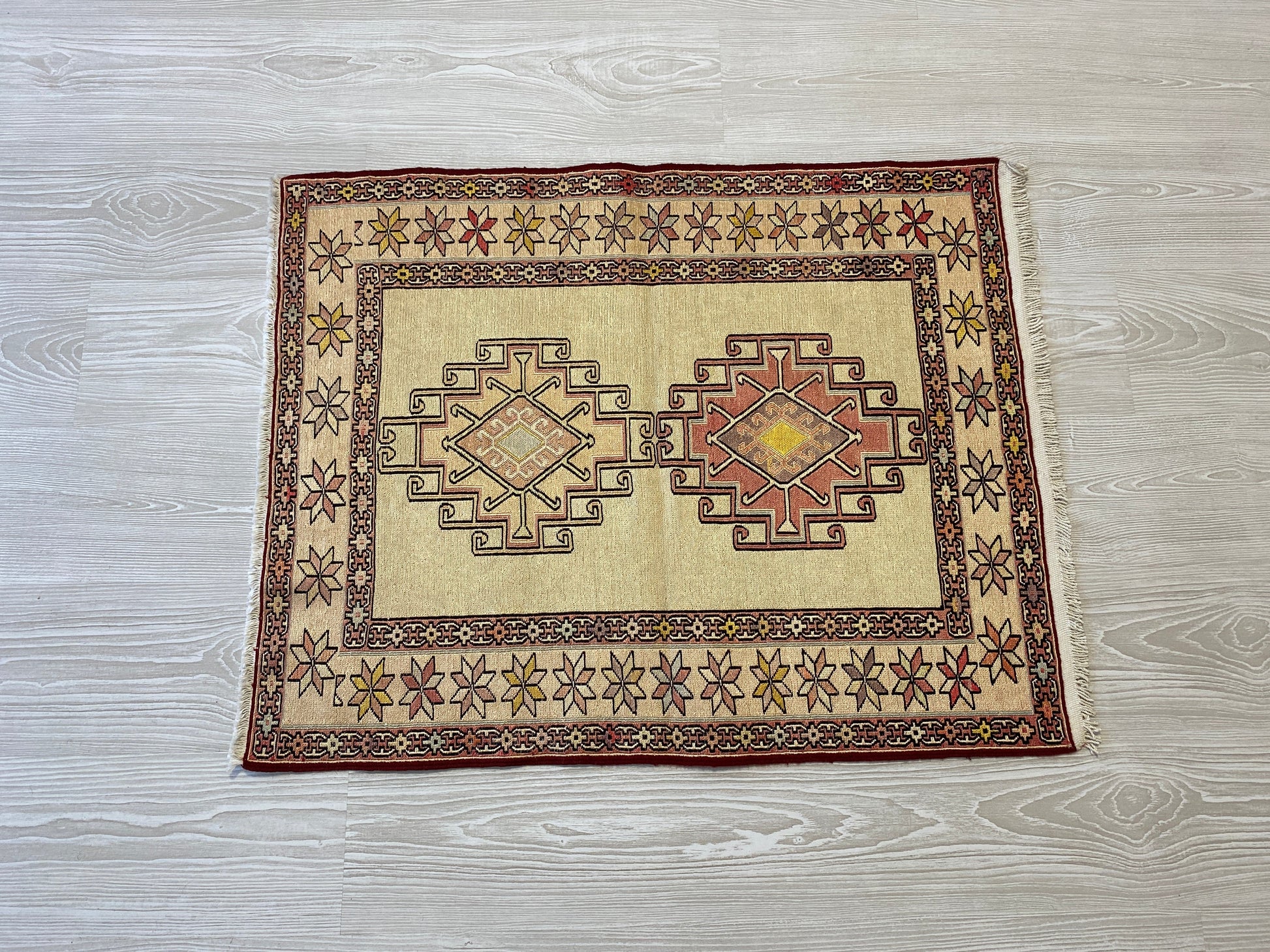 Small Hand Embroidered Silk Soumak Kilim Rug - Kilim Art Gallery