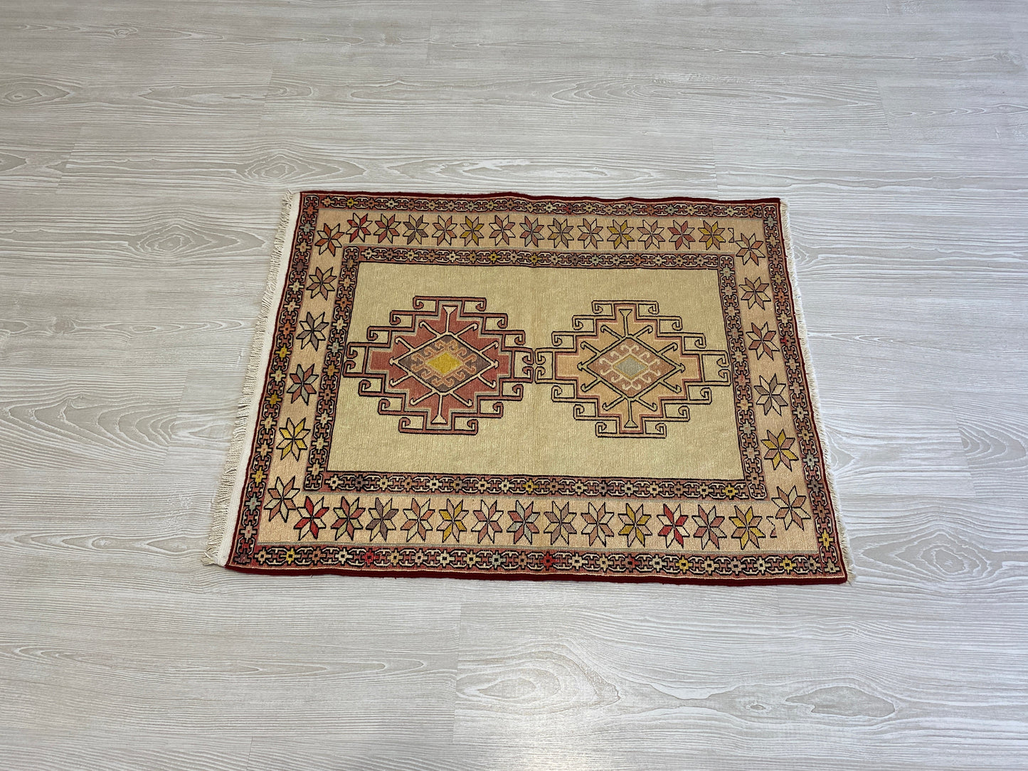 Small Hand Embroidered Silk Soumak Kilim Rug - Kilim Art Gallery