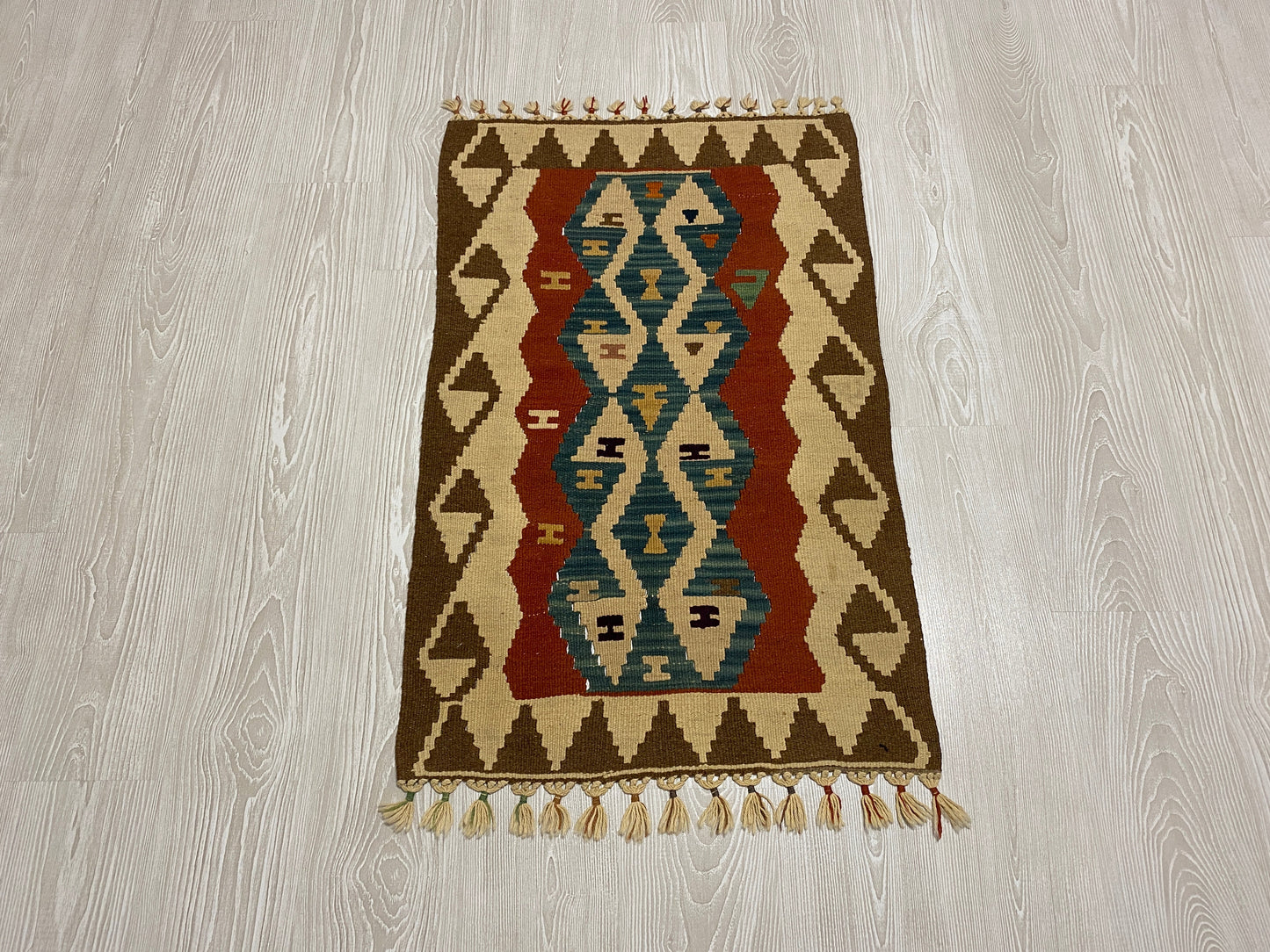 Small Turkish Kayseri Wool Kelim Rug - Kilim Art Gallery