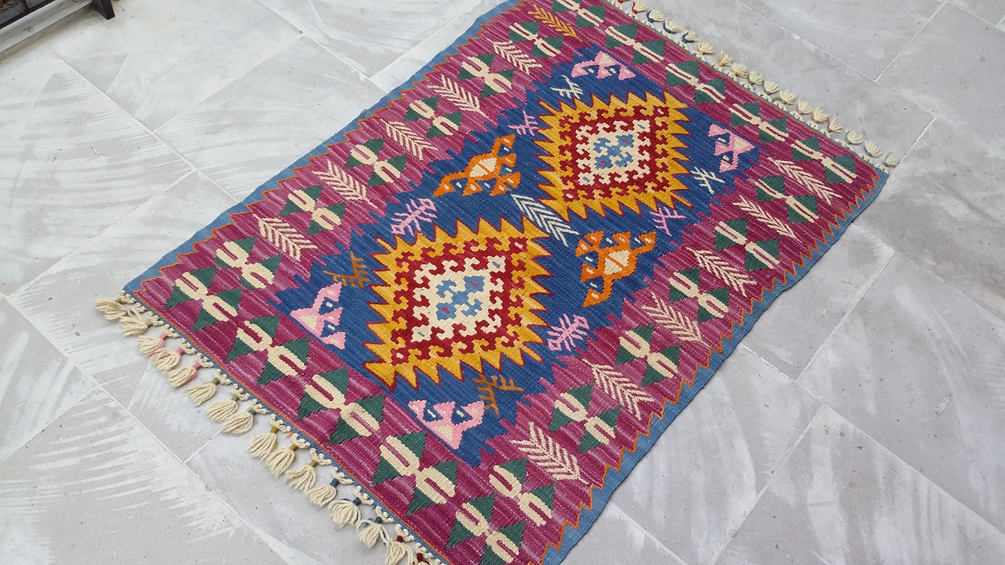 Special Turkish Kayseri Basakli Kilim - Kilim Art Gallery