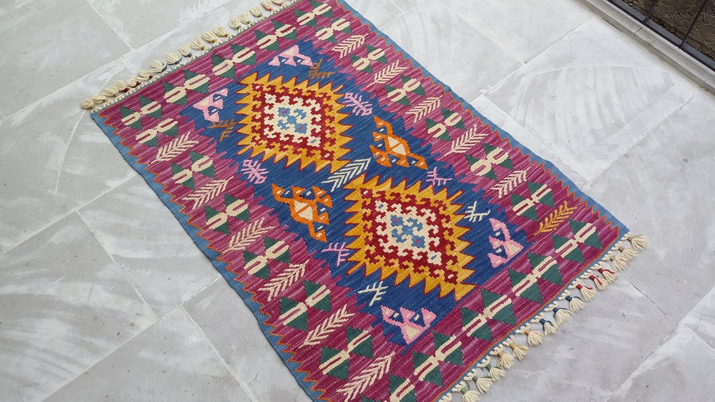 Special Turkish Kayseri Basakli Kilim - Kilim Art Gallery