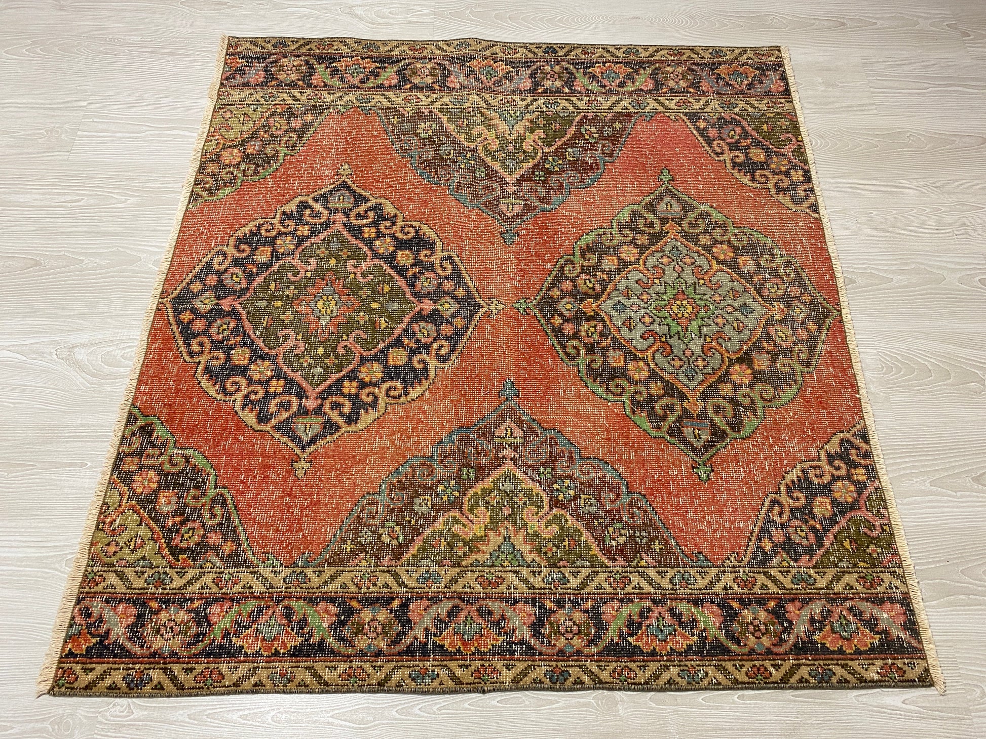 Square Shape Vintage Turkish Oushak Rug - Kilim Art Gallery