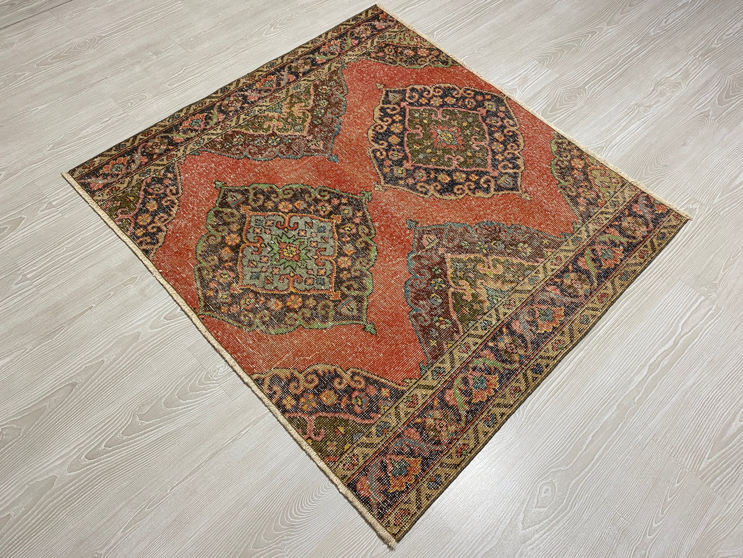 Square Shape Vintage Turkish Oushak Rug - Kilim Art Gallery
