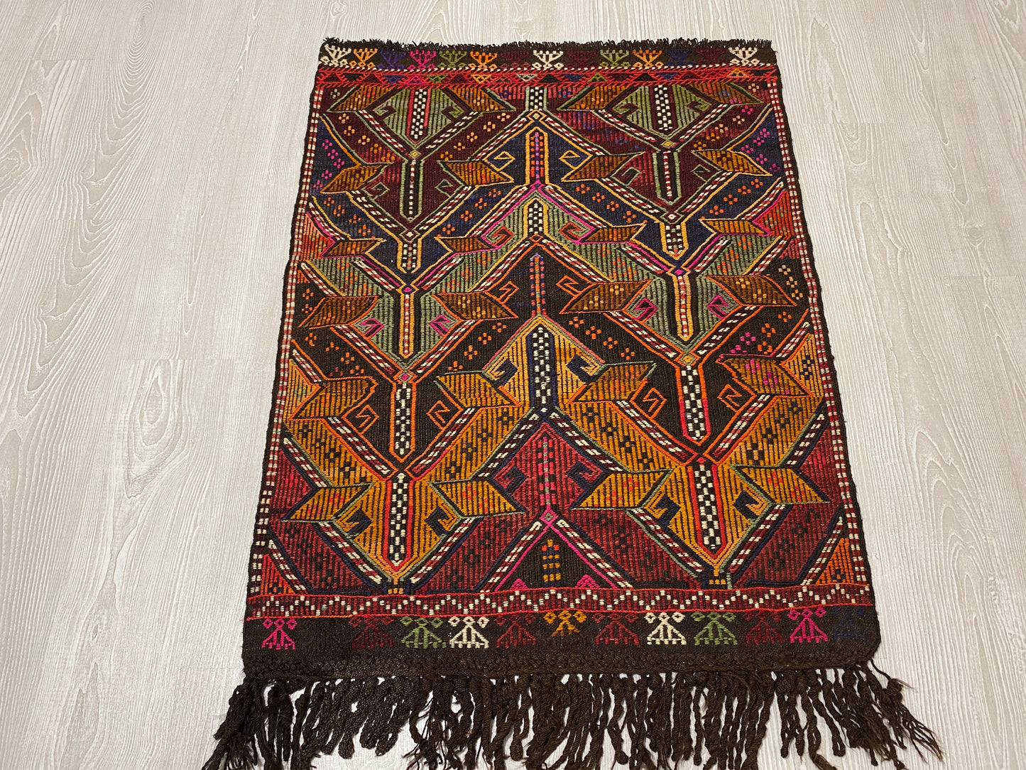 Turkish Nomadic Cicim Embroidered Kelim Rug - Kilim Art Gallery