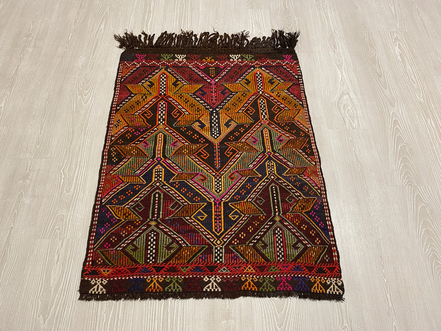 Turkish Nomadic Cicim Embroidered Kelim Rug - Kilim Art Gallery