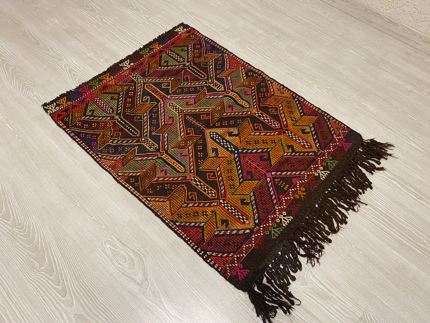 Turkish Nomadic Cicim Embroidered Kelim Rug - Kilim Art Gallery
