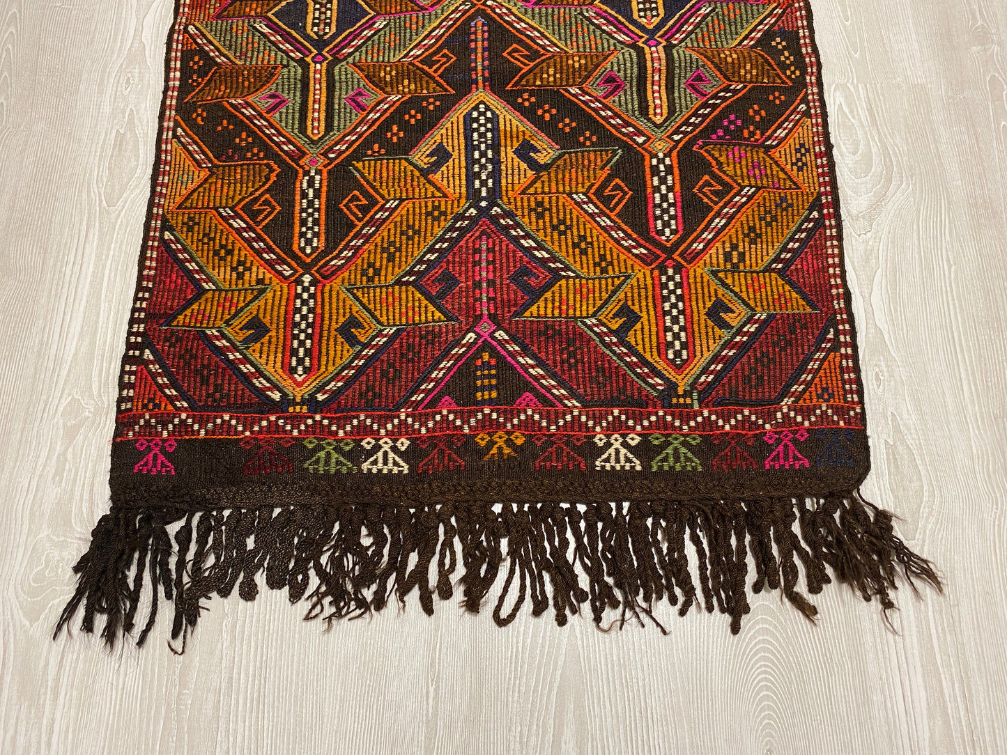 Turkish Nomadic Cicim Embroidered Kelim Rug - Kilim Art Gallery