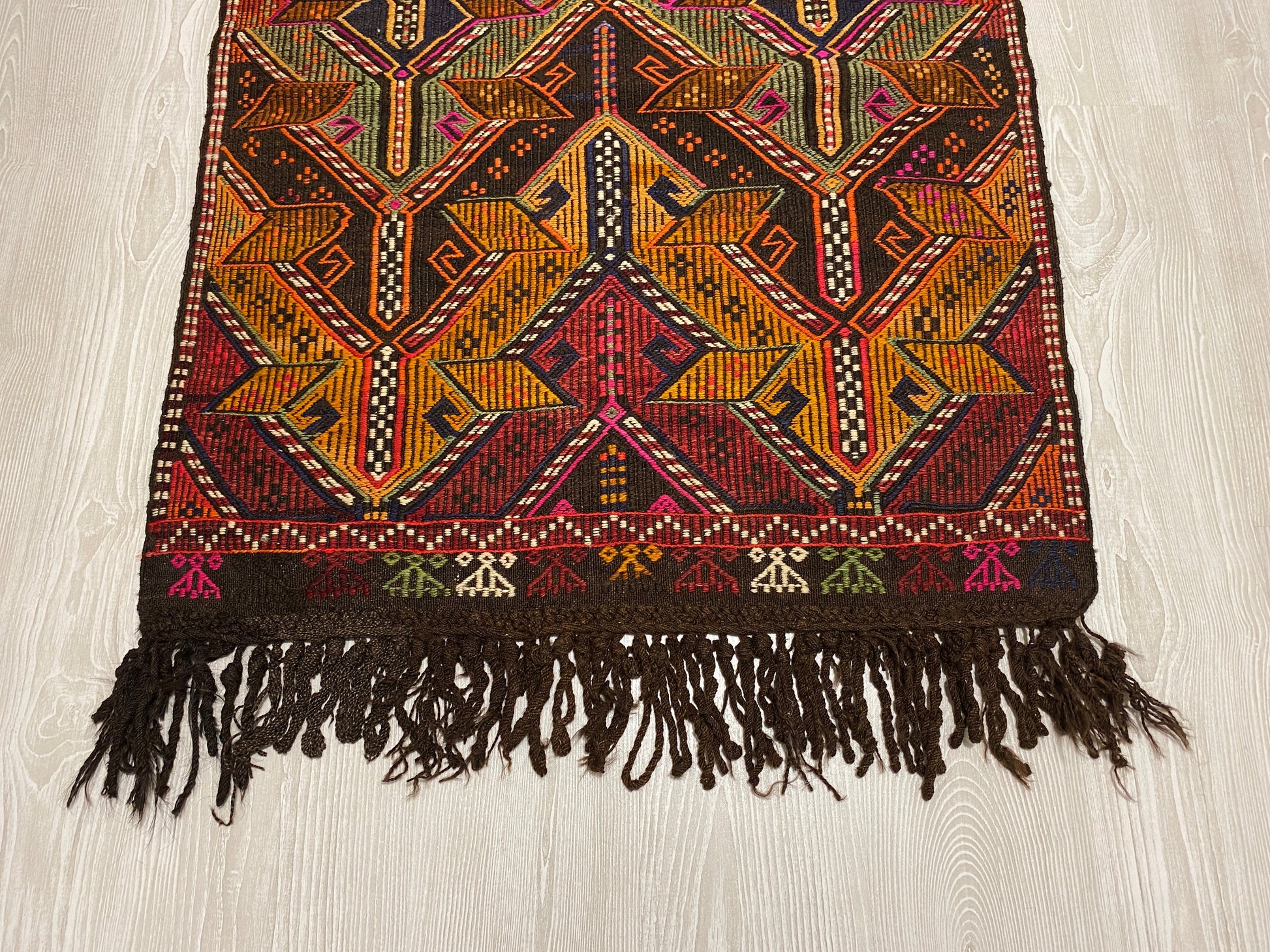 Turkish Nomadic Cicim Embroidered Kelim Rug - Kilim Art Gallery