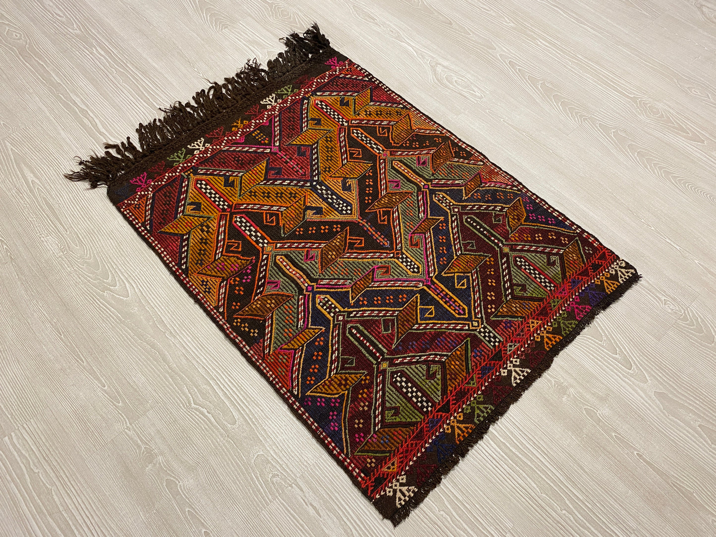 Turkish Nomadic Cicim Embroidered Kelim Rug - Kilim Art Gallery