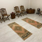 Twin Pair of Turkish Oushak Small Rugs Doormats Bath Mats - Kilim Art Gallery