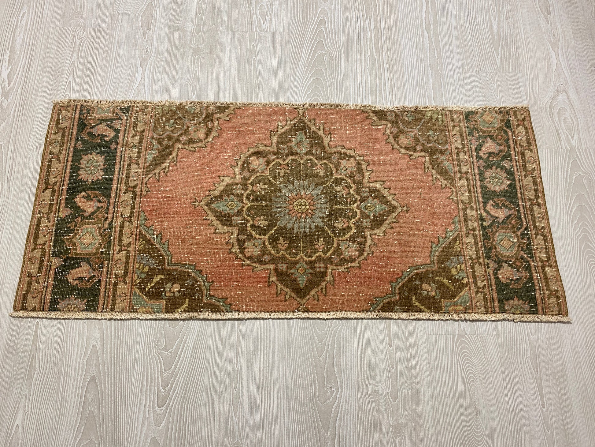 Twin Pair of Turkish Oushak Small Rugs Doormats Bath Mats - Kilim Art Gallery