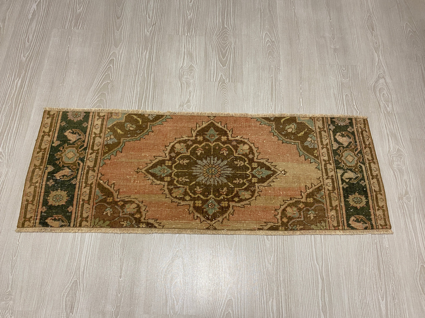 Twin Pair of Turkish Oushak Small Rugs Doormats Bath Mats - Kilim Art Gallery