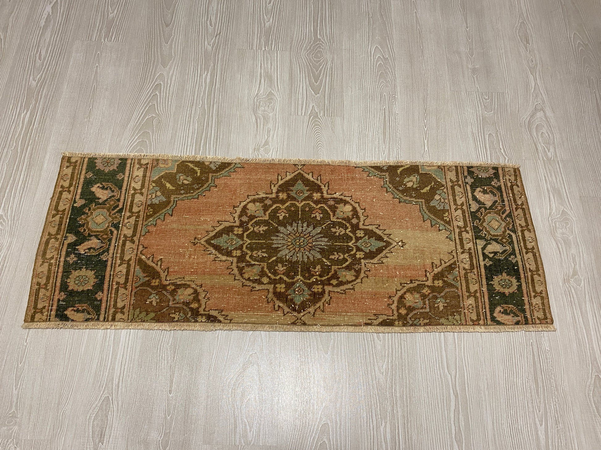 Twin Pair of Turkish Oushak Small Rugs Doormats Bath Mats - Kilim Art Gallery