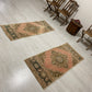 Twin Pair of Turkish Oushak Small Rugs Doormats Bath Mats - Kilim Art Gallery