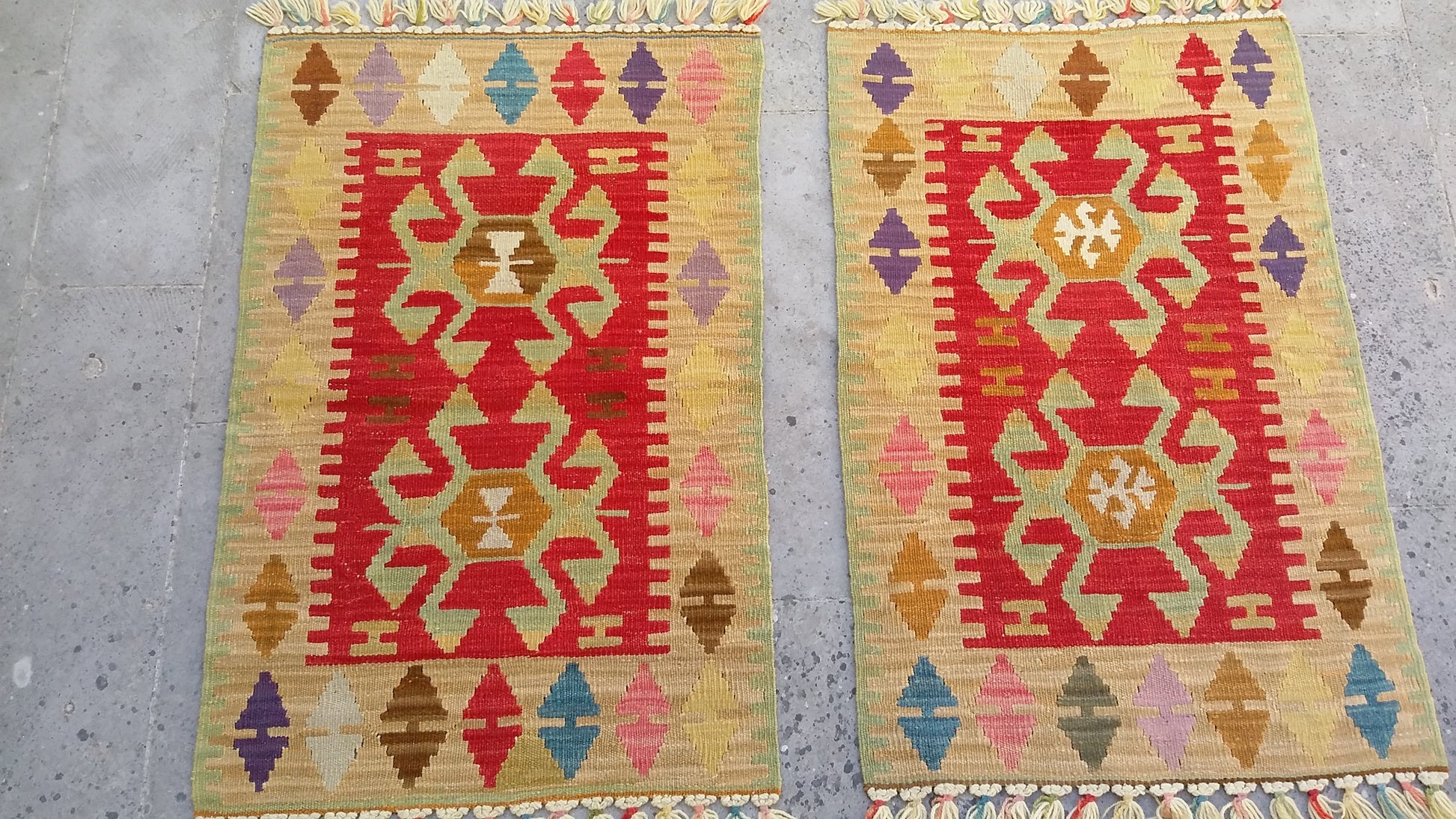 Twin Small Turkish Kilims - Kilim Art Gallery