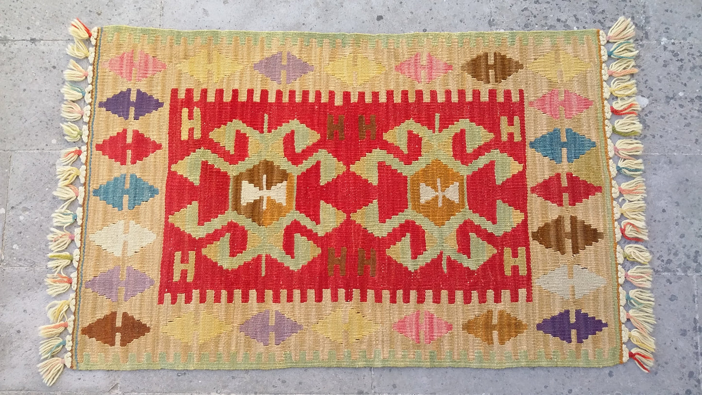 Twin Small Turkish Kilims - Kilim Art Gallery