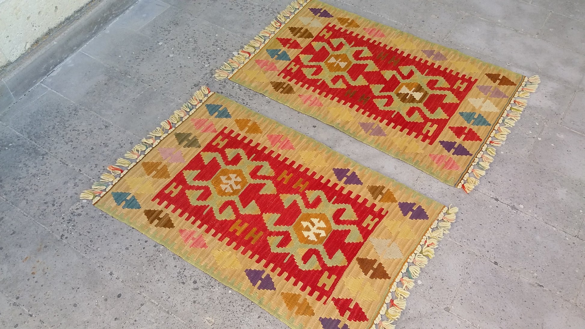 Twin Small Turkish Kilims - Kilim Art Gallery