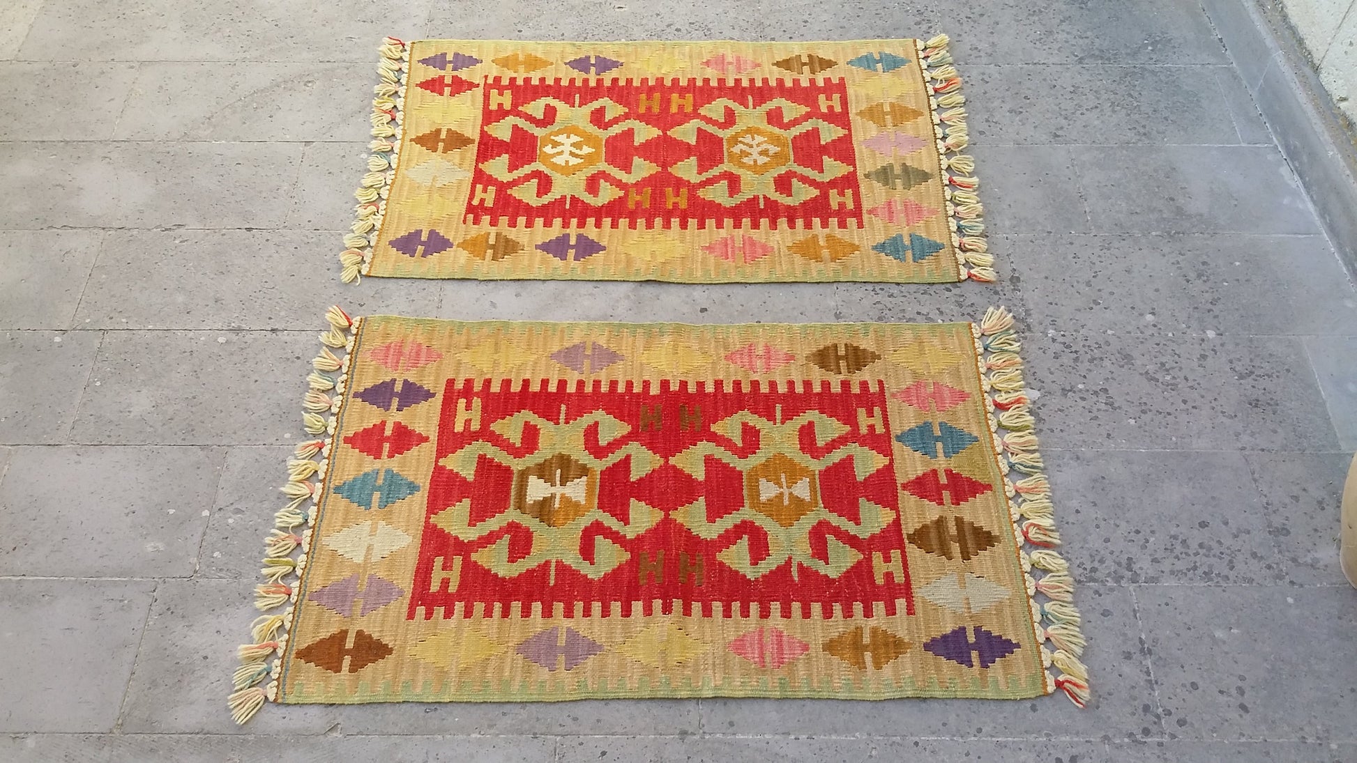 Twin Small Turkish Kilims - Kilim Art Gallery